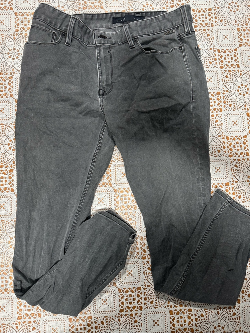 Guess Men’s Gray Slim Straight Jeans Size 36 Washed Denim